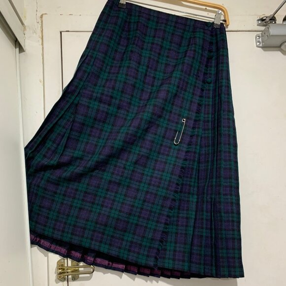 VINTAGE ALJEAN WOOL PLAID PLEATED KILT SKIRTS SIZE 12 - Picture 5 of 8
